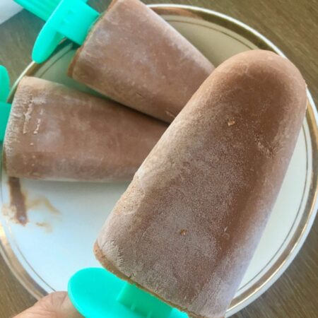 Choc banana popsicle close up