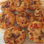 Healthier savoury muffins with bacon and cheese