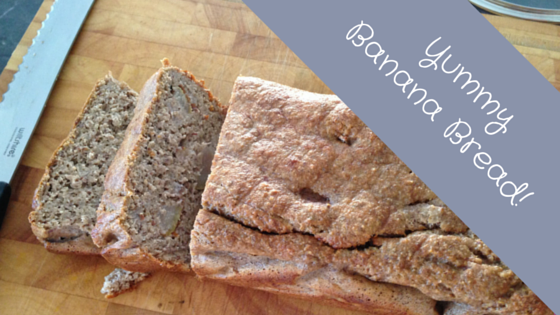 banana and pear loaf on a chopping board with 2 slices cut 3