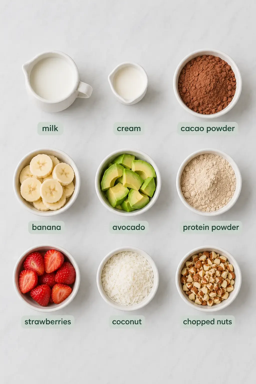 Chocolate smoothie bowl ingredients