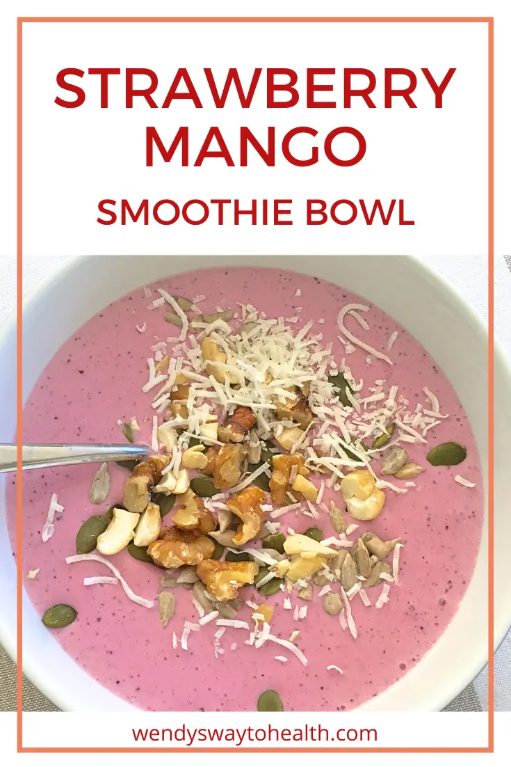 Strawberry mango smoothie bowl pin