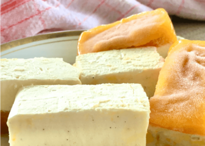 Mango ice cream bars in a bowl