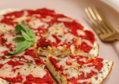 A mini veggie pizza frittata on a plate