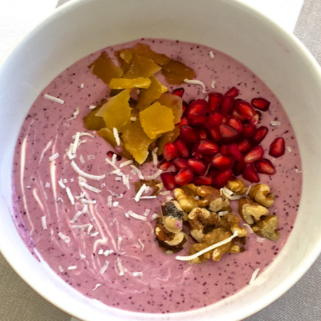 Pomegranate acai brekkie bowl