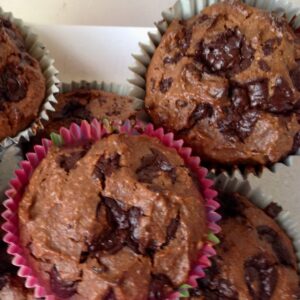 chocolate cake muffins with choc chips