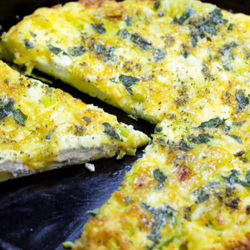 Frittata goats cheese, leeks sage