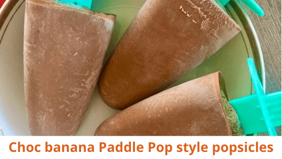 Choc banana popsicles in a bowl