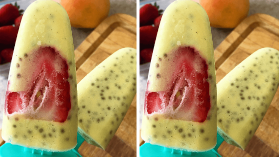 close up of mango chia brekkie pops