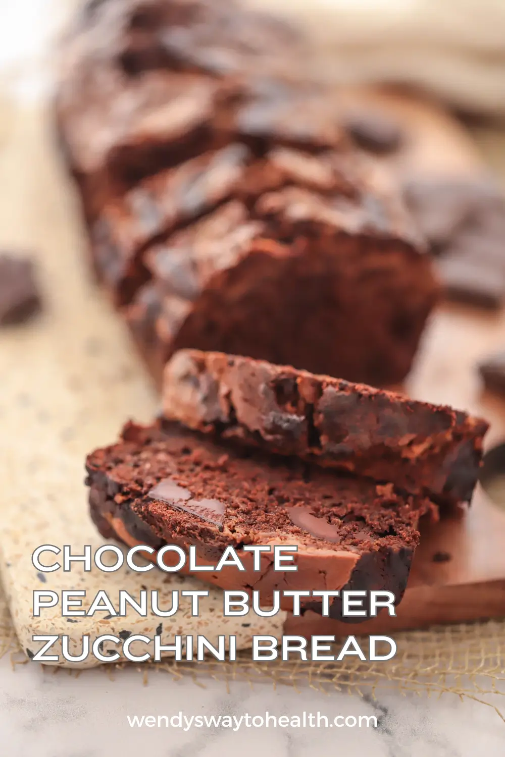 Choc peanut butter zucchini bread pin image