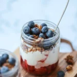 strawberry parfait in a glass