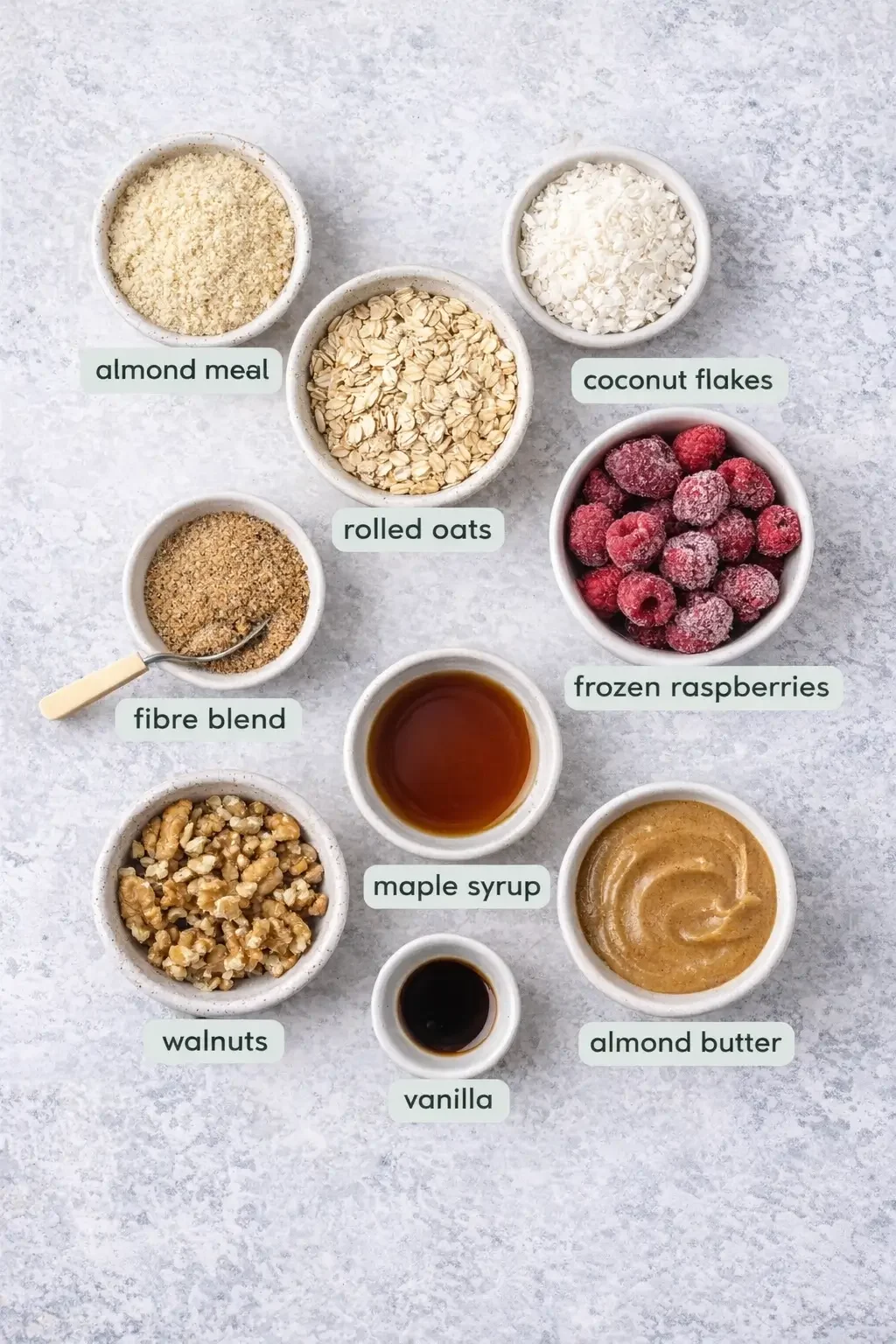 Raspberry crumble bowl ingredients