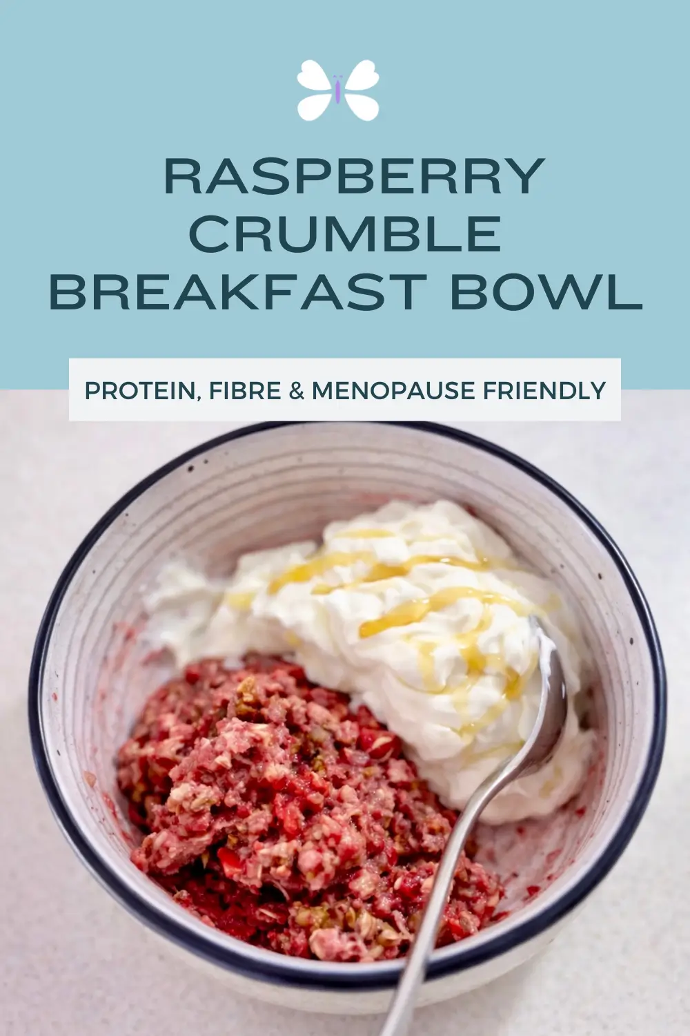 Raspberry crumble bowl image with text description