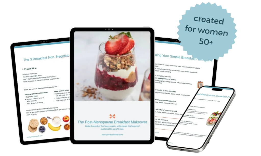 Mockup of Breakfast Makeover pages on an iPad screen