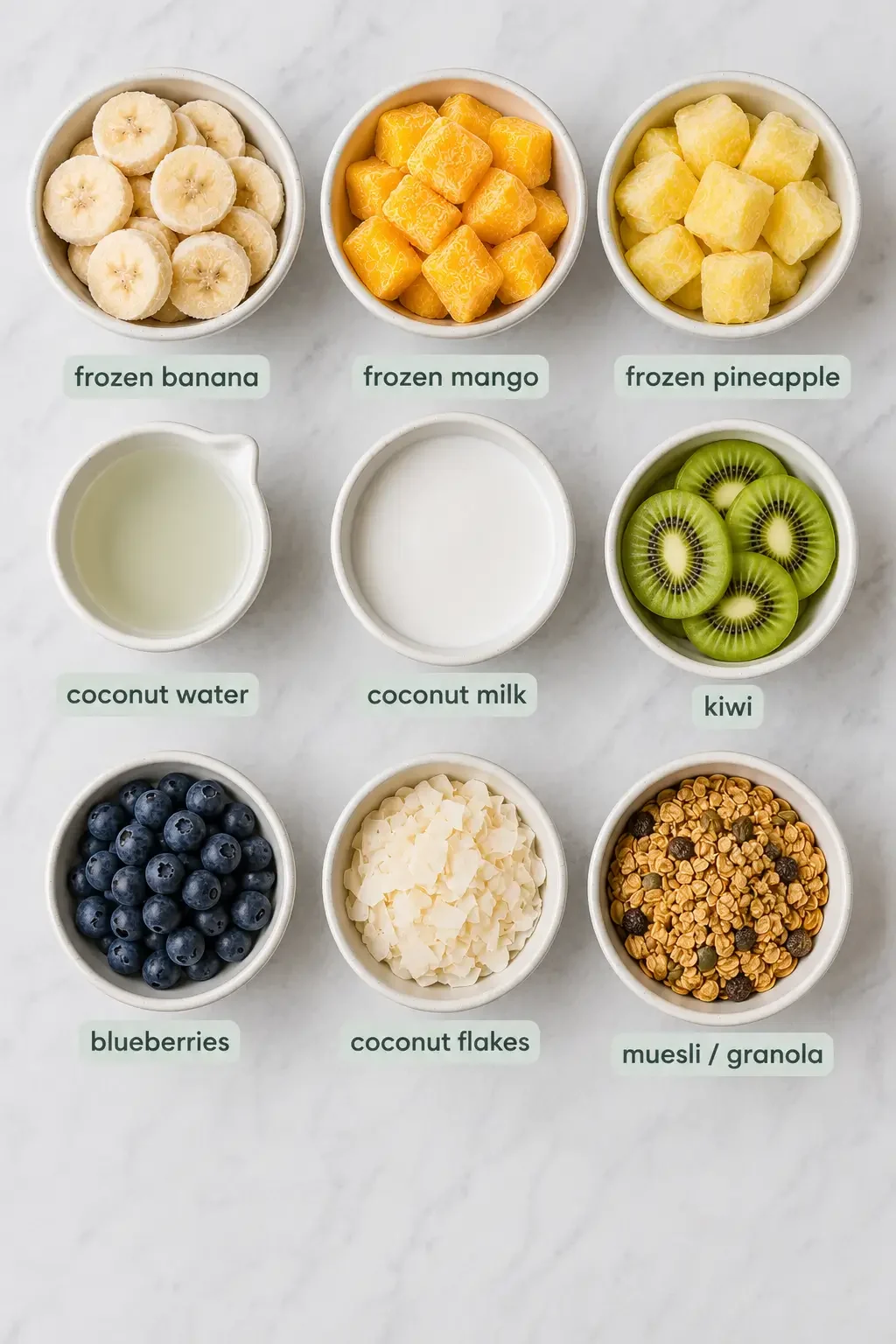 Tropical sunshine smoothie bowl ingredients