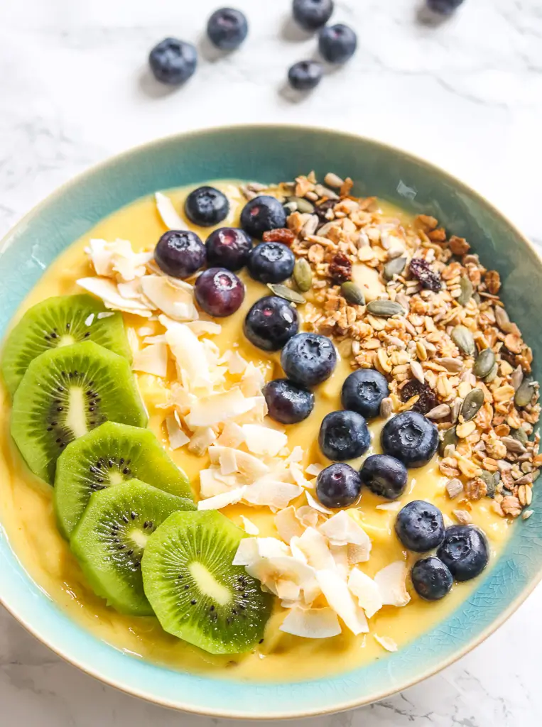 Tropical sunshine smoothie bowl pin image