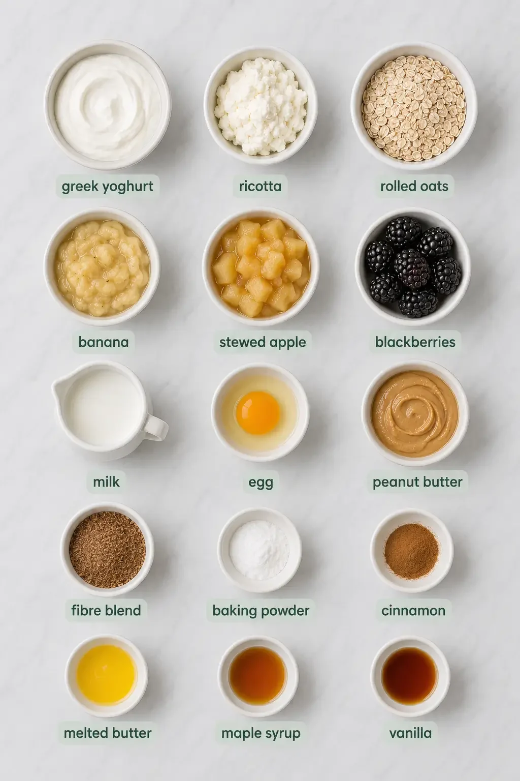 Overhead of the berry baked oats ingredients 